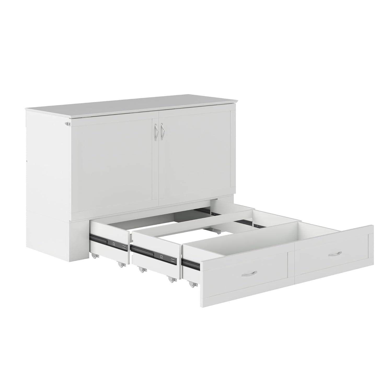Hamilton Murphy Bed Chest Queen White with Charging Station
