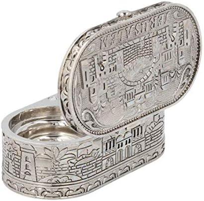 jewish shabbat travel candle holders - jerusalem candlesticks - judaica nickel