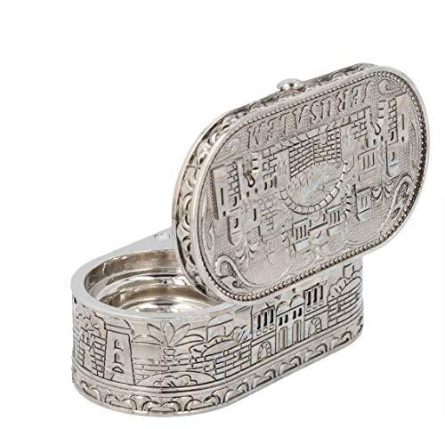 jewish shabbat travel candle holders - jerusalem candlesticks - judaica nickel