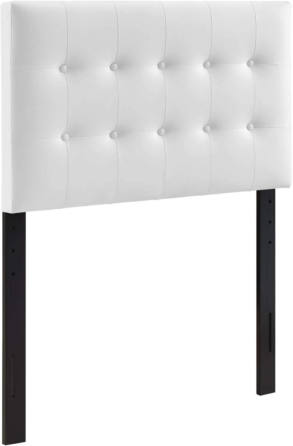 White Tufted Faux Leather Upholstered Twin Headboard