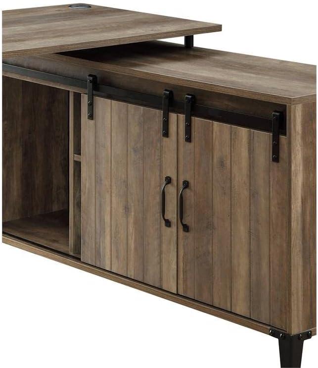 ExpressThrough L-Shaped Metal Base Writing Desk with Power Outlet