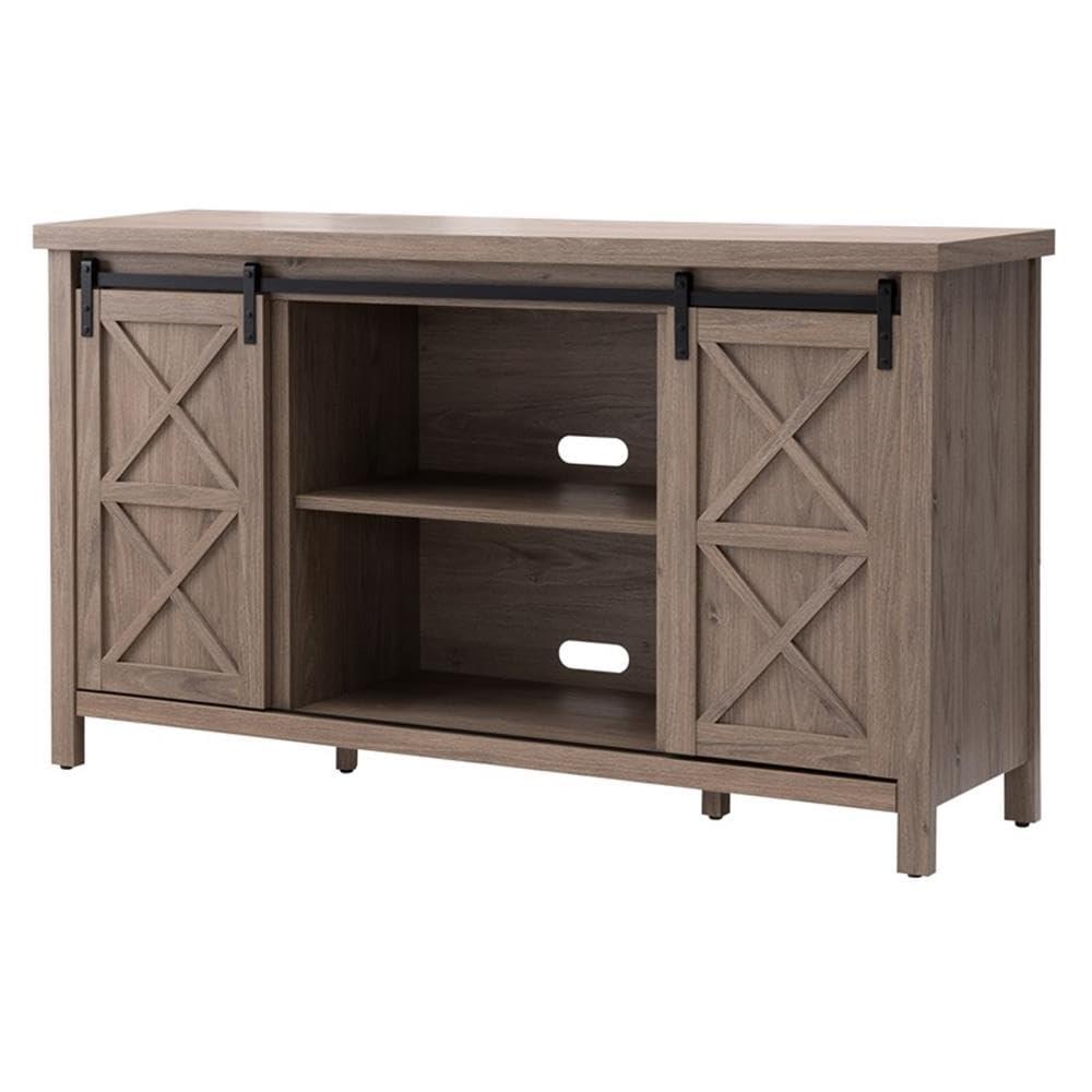 Evelyn&Zoe Elmwood Rectangular TV Stand for TV's up to 65", Antiqued Gray Oak