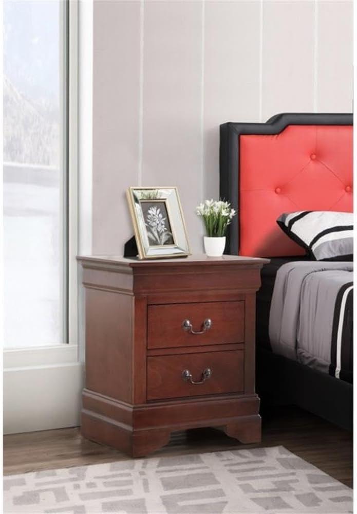 Cherry Stained 2-Drawer Engineered Wood Nightstand