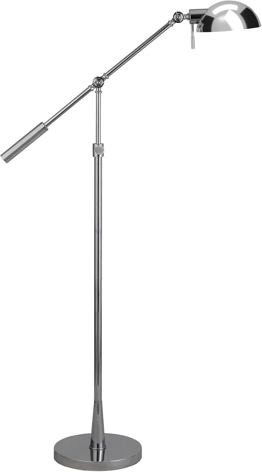 Polished Nickel Adjustable Floor Lamp with Dome Shade