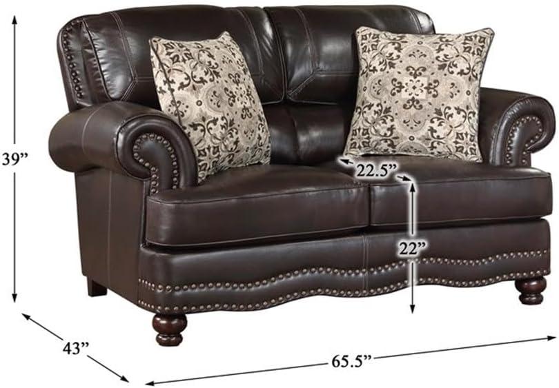 Lexicon Milford Faux Leather 2-Piece Upholstered Sofa Set in Brown