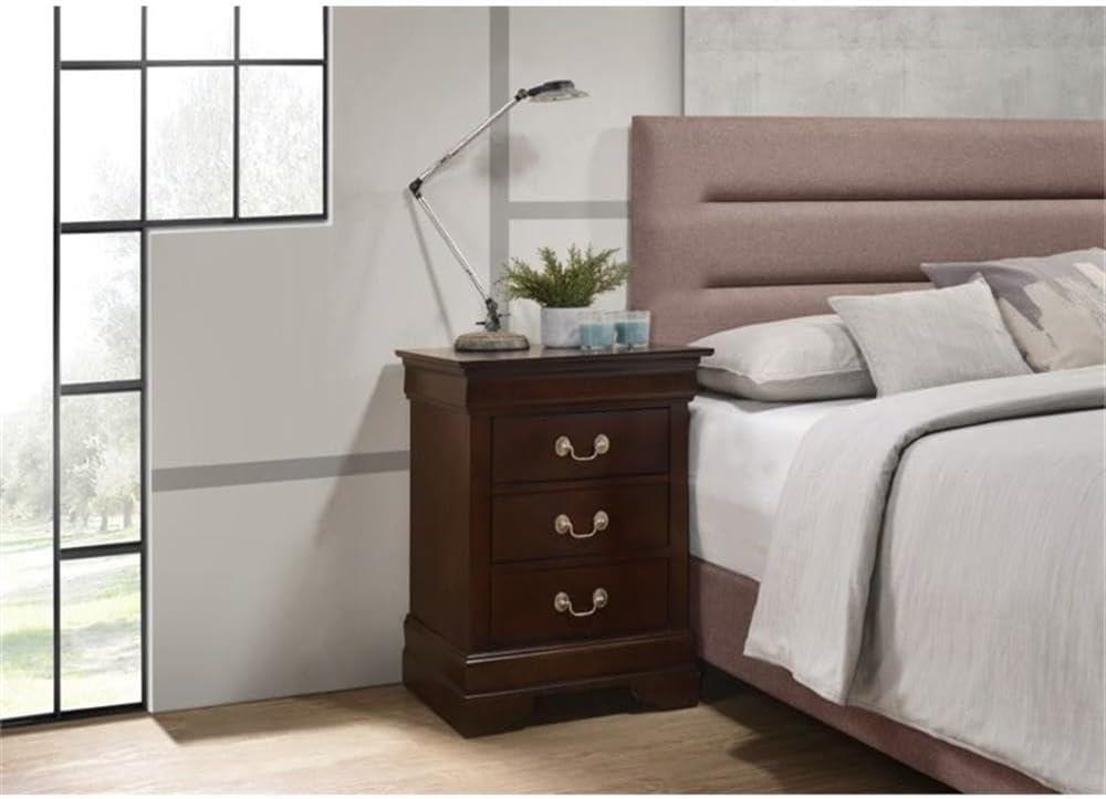 Glory Furniture Louis Phillipe 3 Drawer Nightstand in Cappuccino