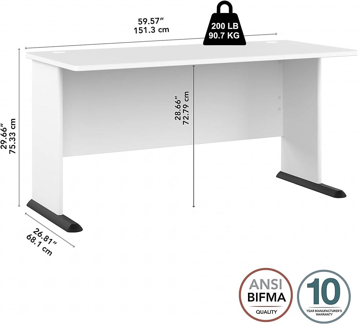 Studio A 60W Computer Desk in White - Engineered Wood