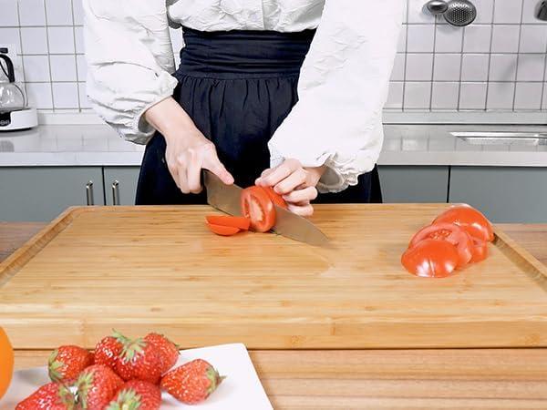 Extra Large Bamboo Cutting Board with Juice Groove and Handles