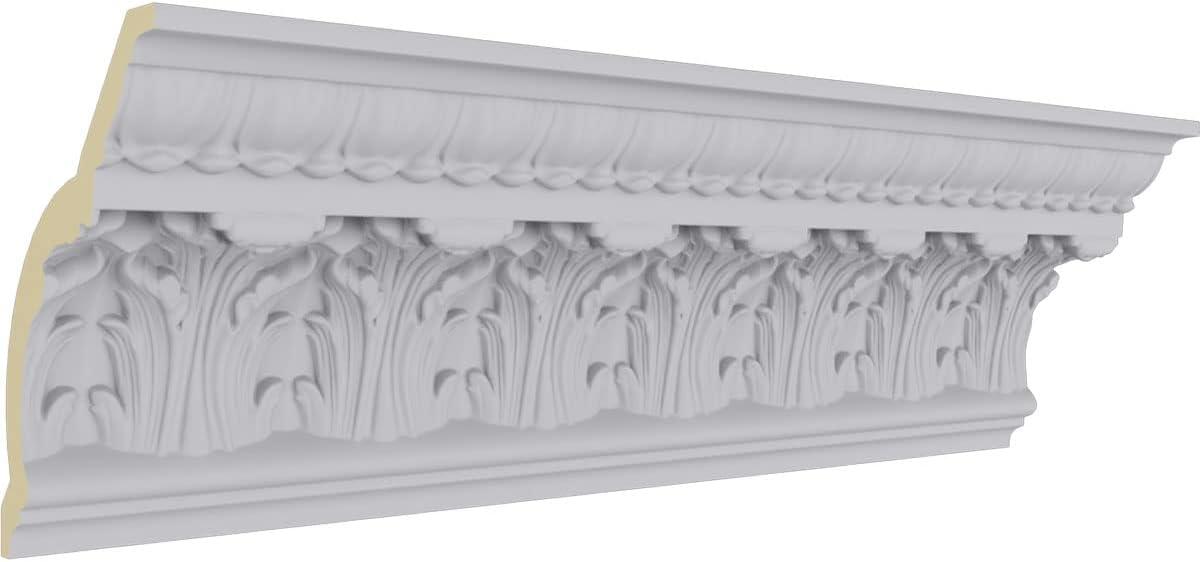 Ekena Millwork 7 3/4"H x 5 1/2"P x 9 1/2"F x 94 1/2"L Odessa Leaf Dentil Crown Moulding