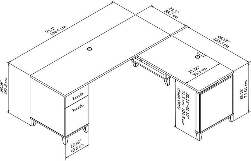 Bush Furniture Somerset 72W Sit Stand L Shaped Desk in Storm Gray