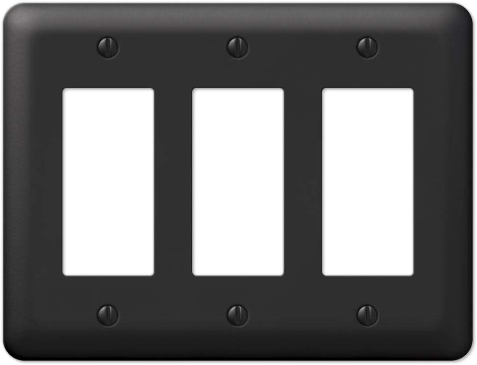 Amerelle 935RRRBK Moderne Wallplate 3 Rocker Steel Black 1-Pack