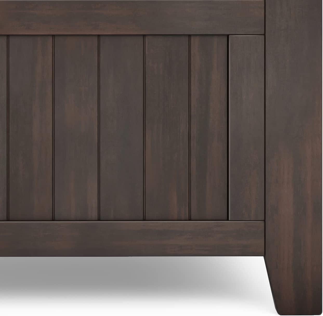 Simpli Home Acadian SOLID WOOD 36 inch Wide Transitional Small Entryway Storage Bench in Brunette Brown
