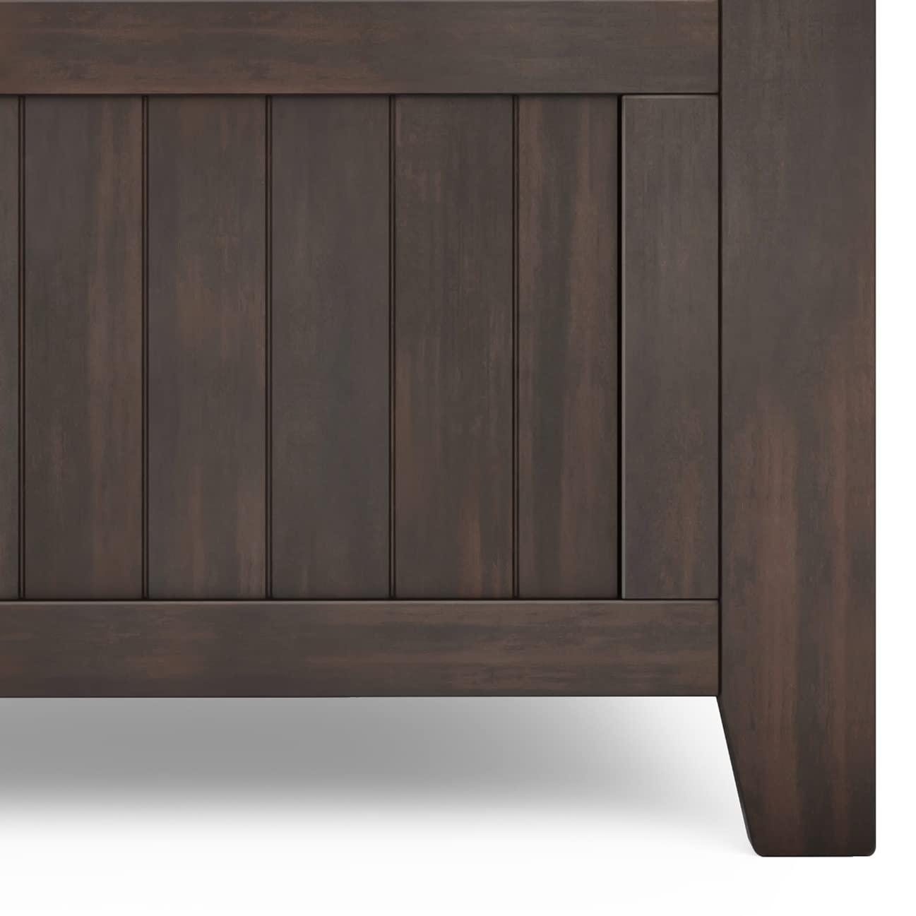 Simpli Home Acadian SOLID WOOD 36 inch Wide Transitional Small Entryway Storage Bench in Brunette Brown