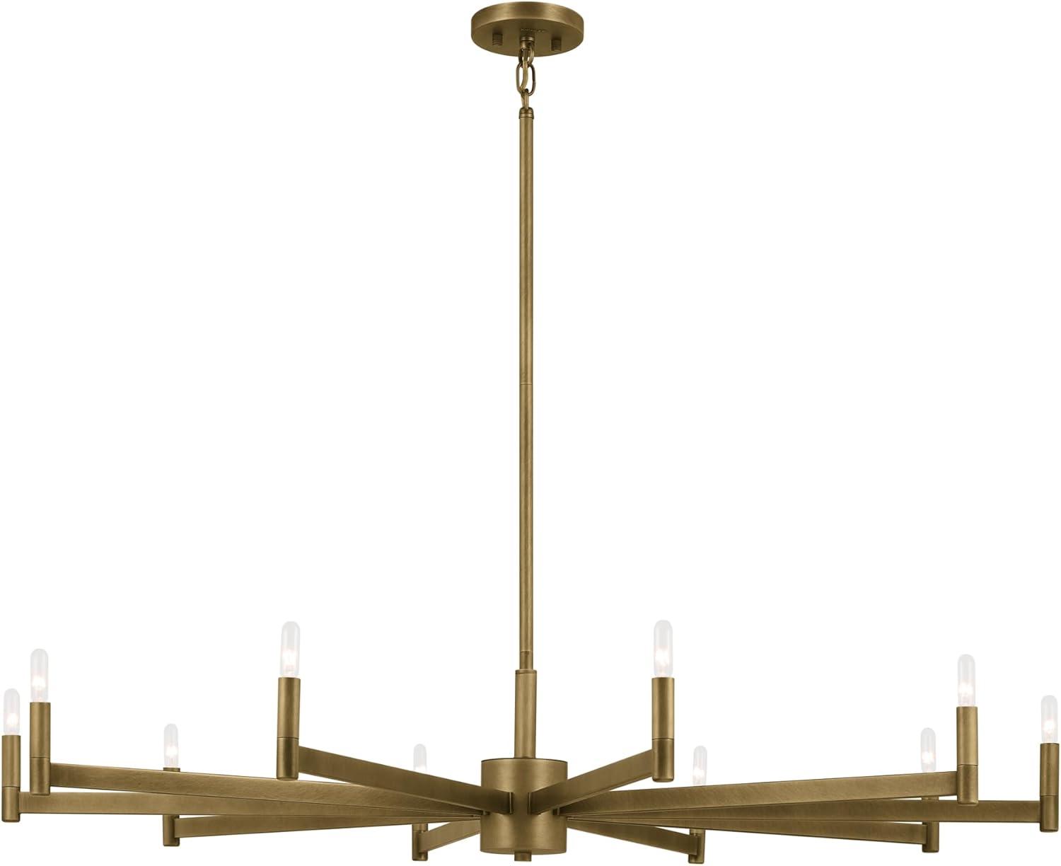 Erzo 48" Natural Brass 10-Light Candle Style Chandelier