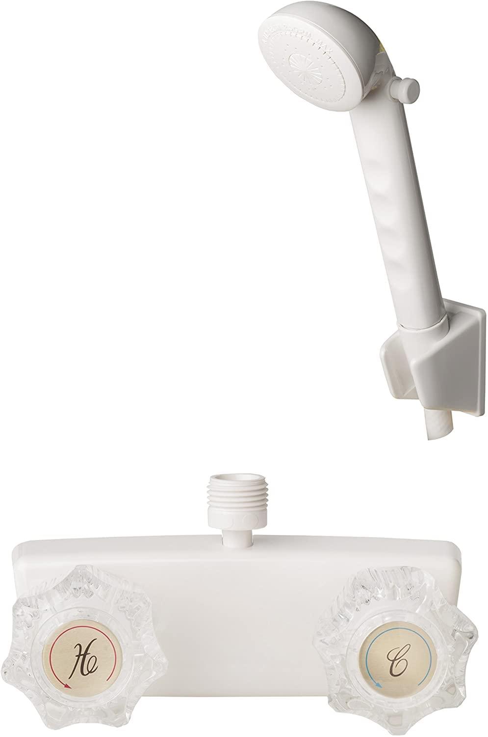 Laguna Brass RV/Motorhome Two Handle Non-Metallic Shower Diverter with Matching Hand Held Shower Set 3220AWT/4120WT