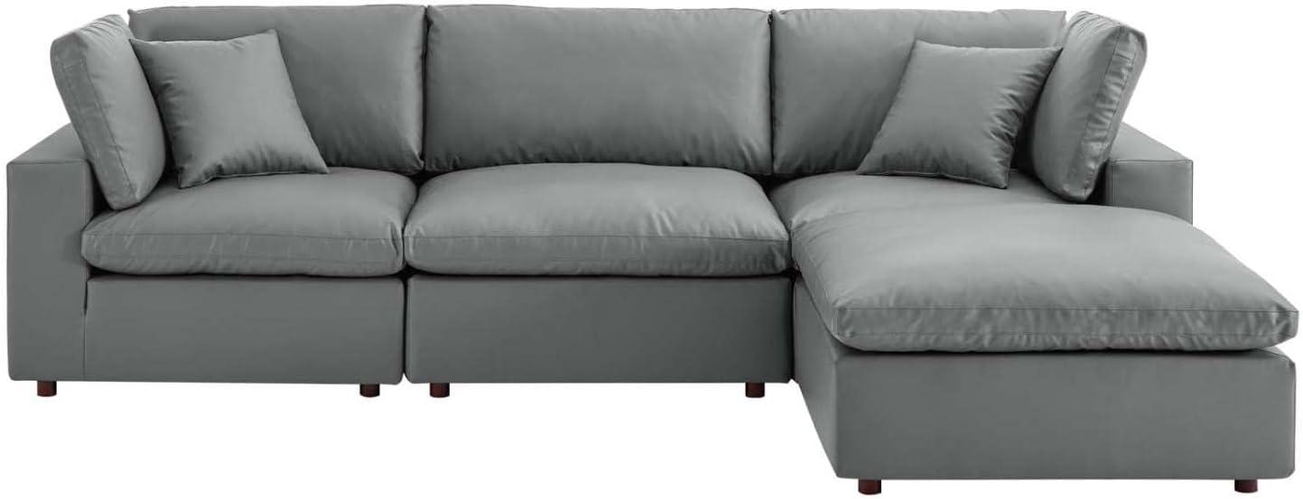 Modway Commix Down Filled Overstuffed Vegan Leather 4-Piece Sectional Sofa