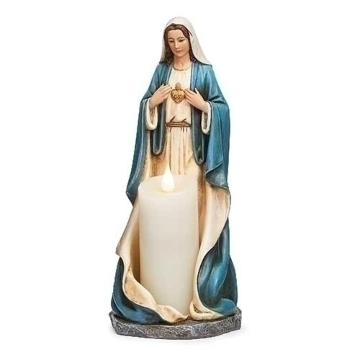 Hand-Painted Immaculate Heart of Mary Resin Candle Holder
