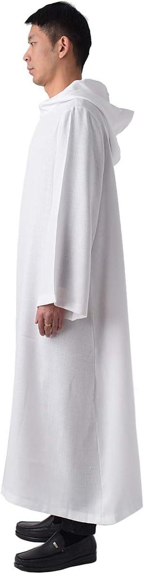 BLESSUME Priest Clergy Alb Pleats Front Wrap Alb Vestments with Cowl Hat