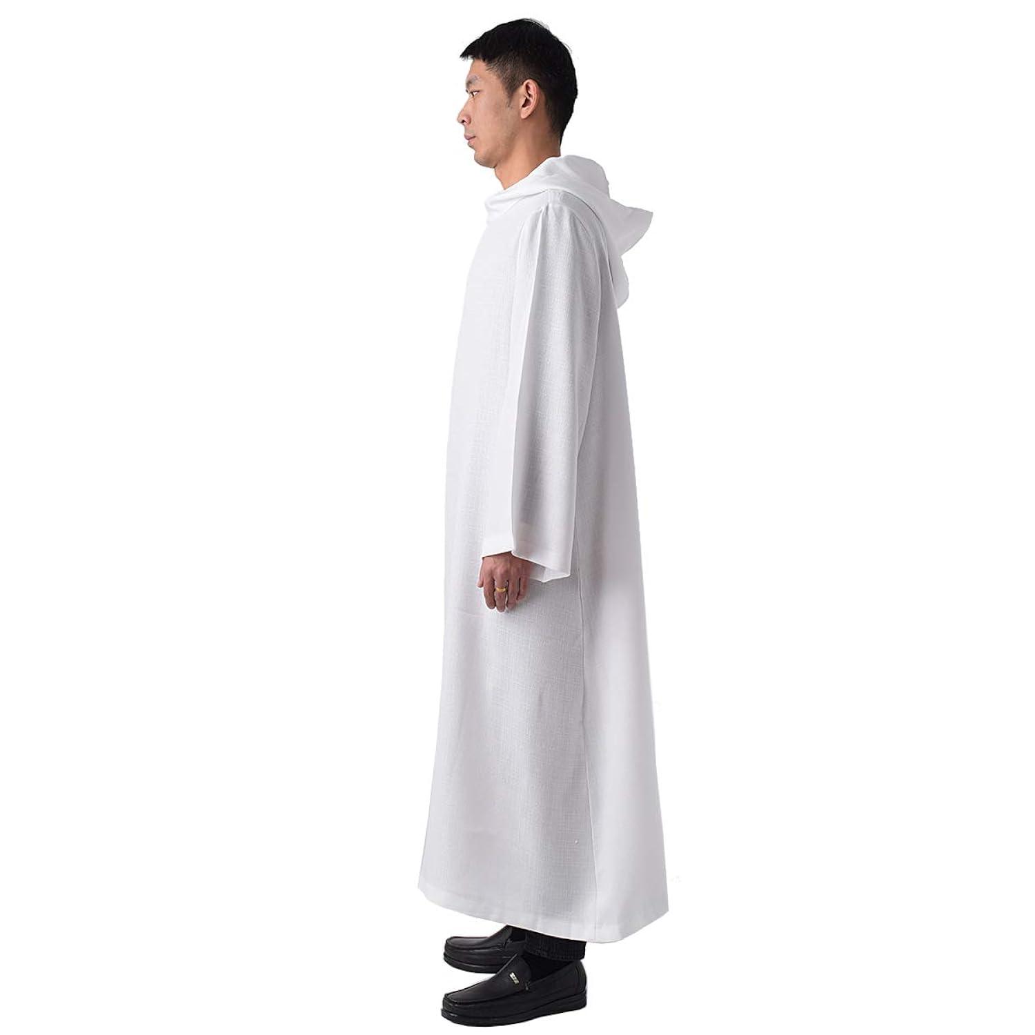 BLESSUME Priest Clergy Alb Pleats Front Wrap Alb Vestments with Cowl Hat