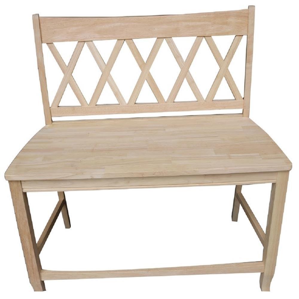 24" Double X Back Bench Seat Height Unfinished - International Concepts