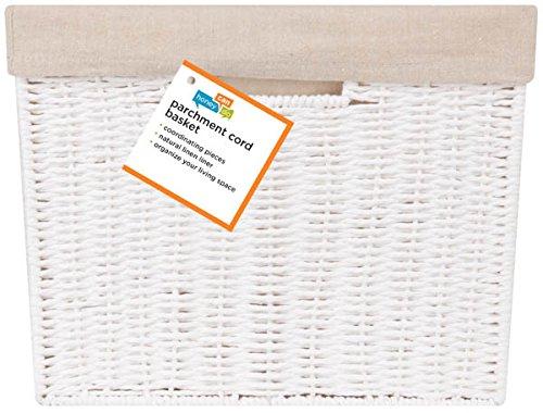 Honey-Can-Do Paper Rope and Steel Large Storage Basket with Liner, White/Natural