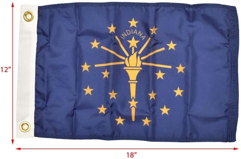 Indiana State Flag 12" x 18" Durable Nylon for Boats