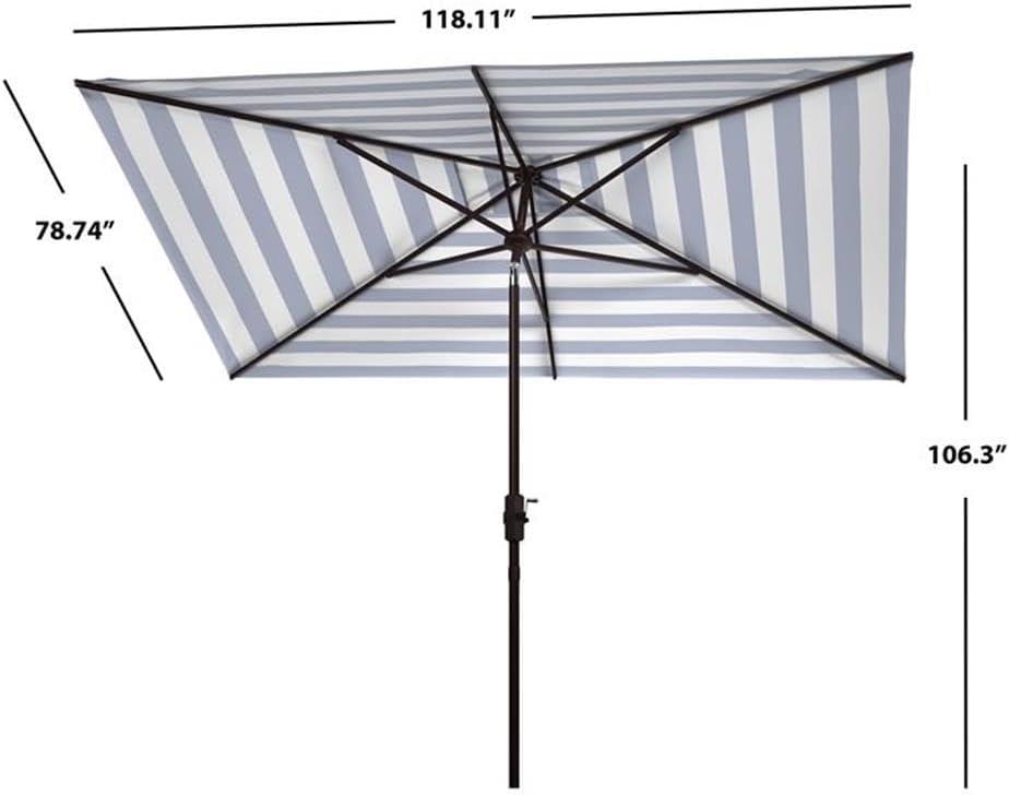 Iris Fashion Line 6.5 X 10 Ft Rectangle Umbrella - PAT8304 - Black/White - Safavieh