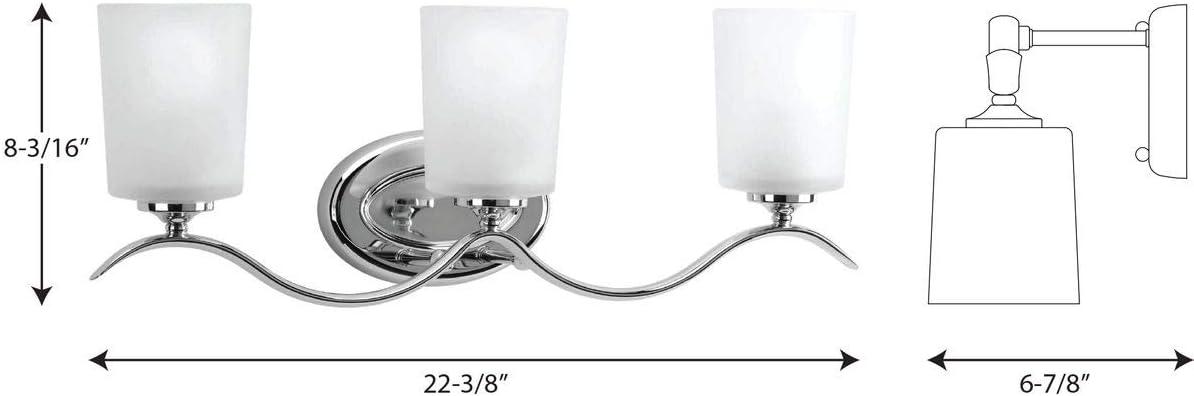 Progress Lighting Inspire 3-Light Wall Sconce, Polished Chrome, Etched Glass Shade