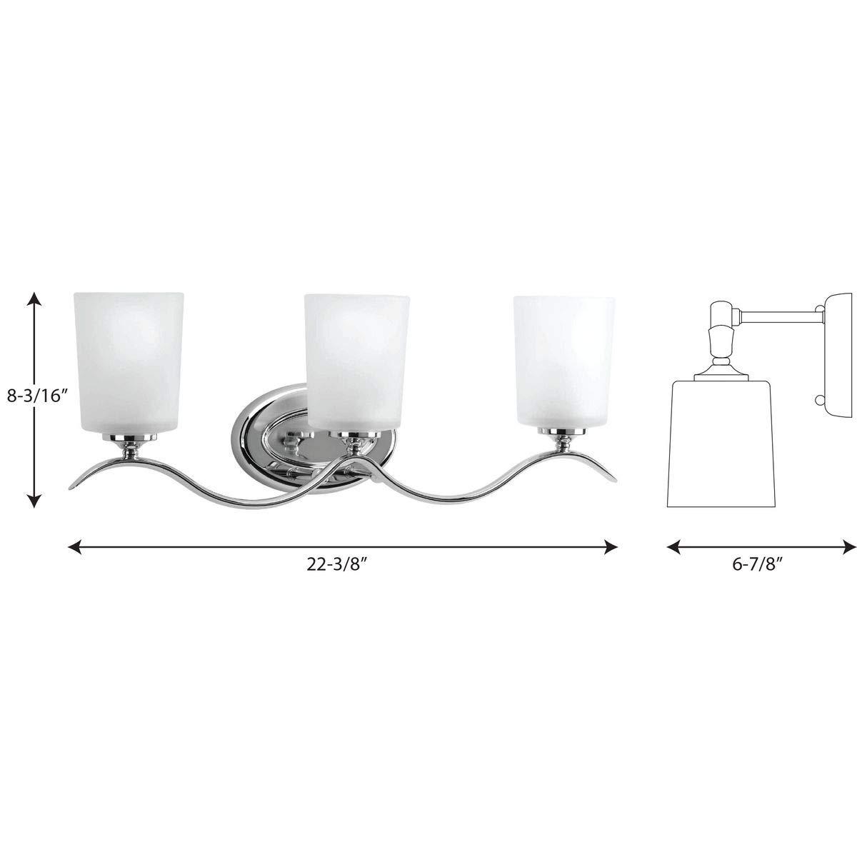 Progress Lighting Inspire 3-Light Wall Sconce, Polished Chrome, Etched Glass Shade