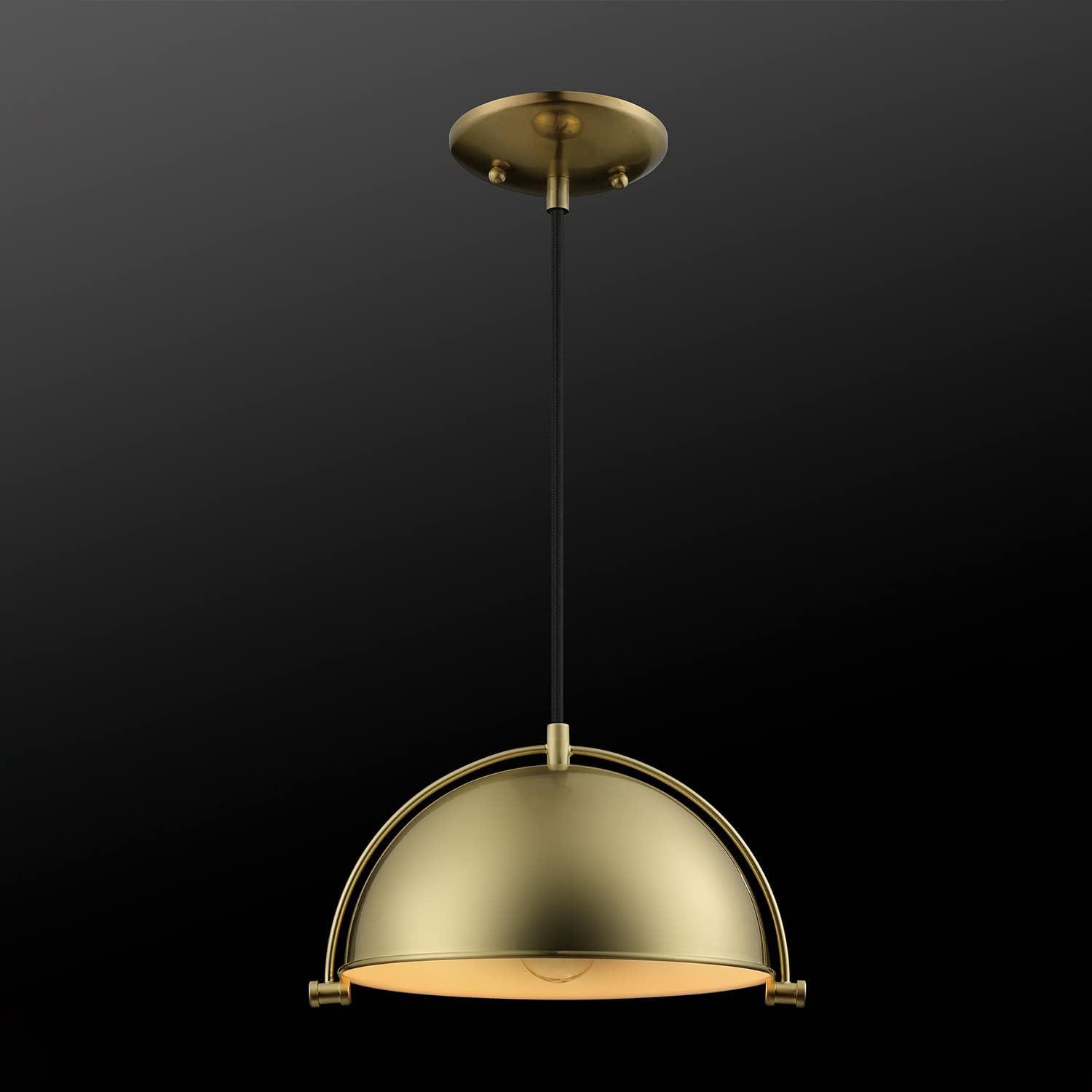 Dolores Matte Brass Glass Bowl Pendant Light with LED Bulb