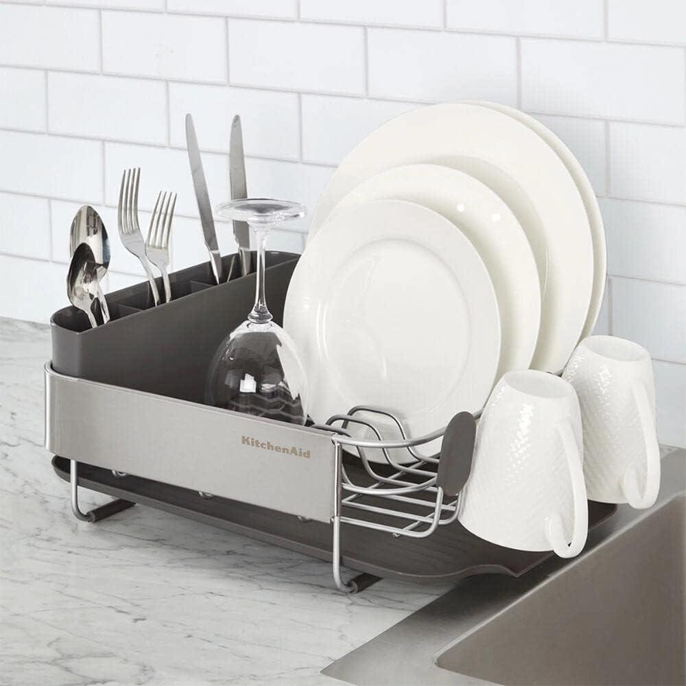 Kitchenaid Stainless Steel Wrap Compact Dish Rack in Satin Gray