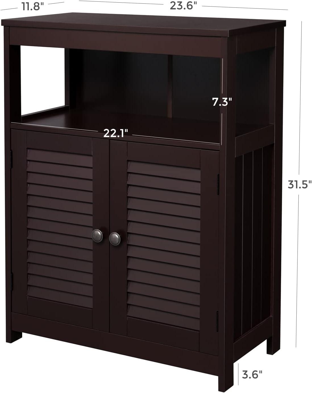 Brown MDF Living Room Cabinet with Adjustable Shelving