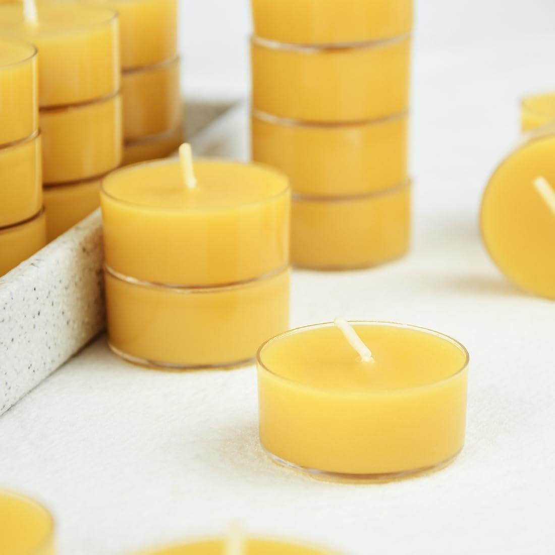 12pcs Natural Beeswax Tealight Candles - Organic Candle Honey Scent Smokeless Clean Burning