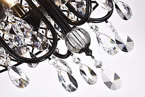 Antique Black Crystal Drum Shade 4-Light Chandelier