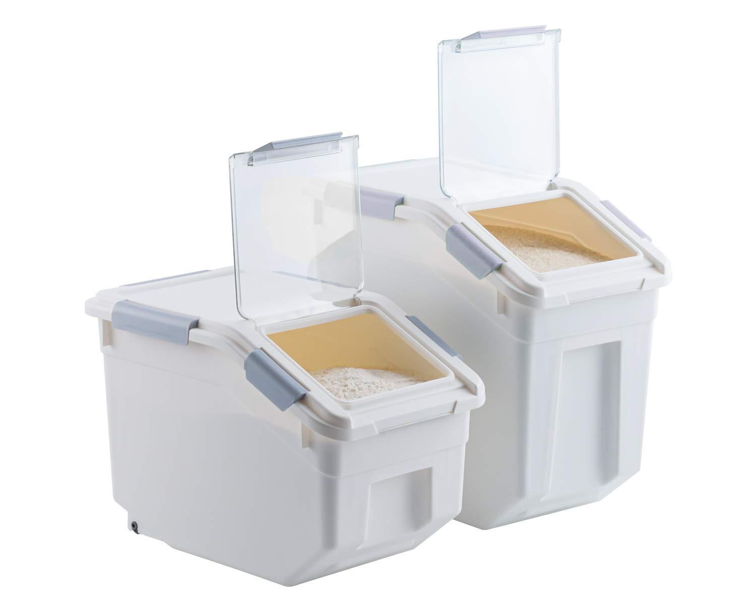 2 Pack Dog Food Storage Container With Scoop,Large Airtight Pet Dog Food Bin,Container For Dog Treats Rice,Dog Cat Dry Food Bin,Baking Supplies,Flour,Rice,Kitchen Pantry Cereal(10 LB)