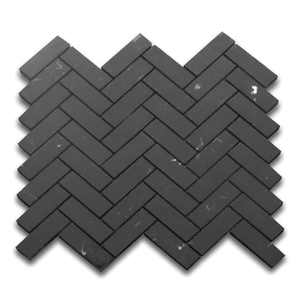 13" x 12" Marble Herringbone / Chevron Mosaic Wall & Floor Tile