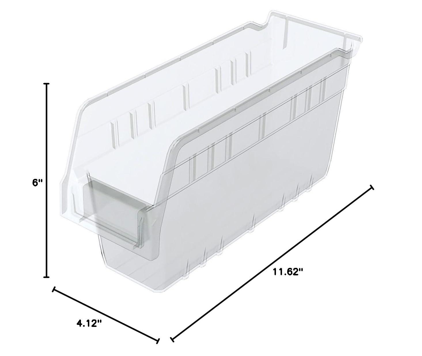 Clear Plastic Nesting Storage Bin with Label Holder, 12-Inch