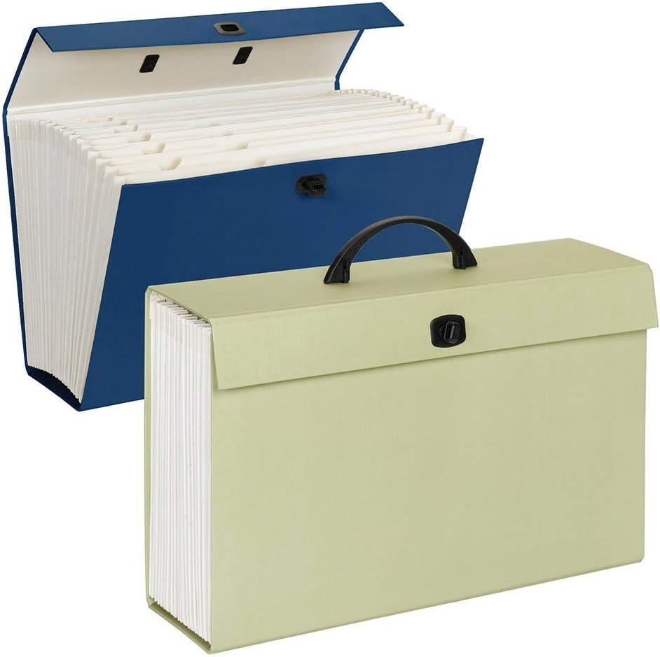 Smead Portable Expanding File Box, 19 Pockets, Alphabetic (A-Z) and Subject Labels, Legal Size, Blue (70806)