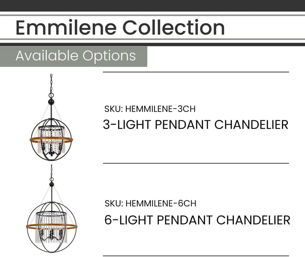 Emmilene Black Metal and Crystal Beaded Sphere Pendant Light