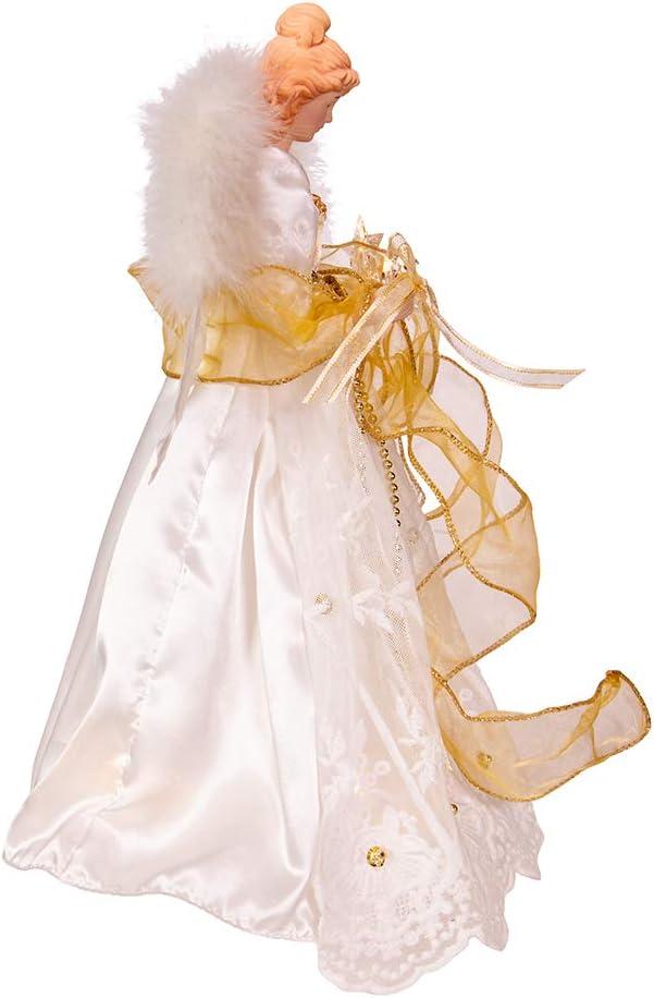 Kurt Adler 14-Inch Battery-Operated Ivory and Gold LED Angel Treetop