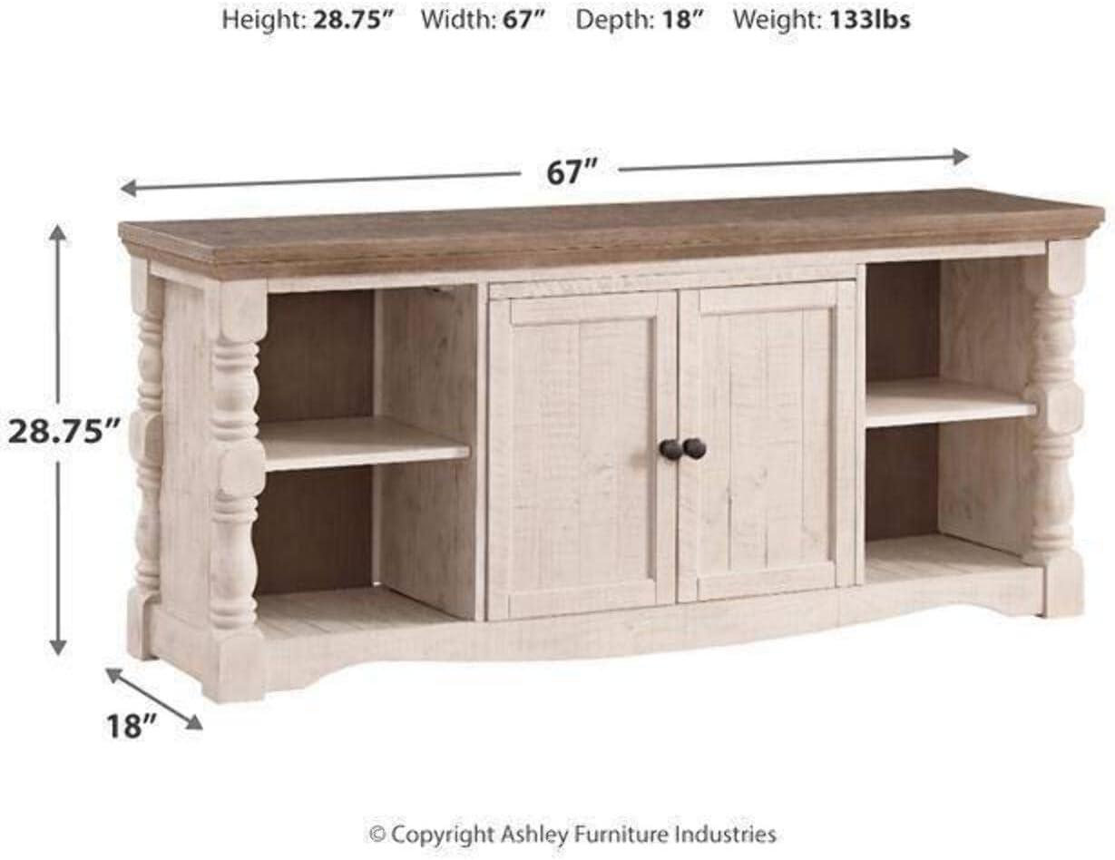 Havalance 67" White and Brown Two-Tone TV Stand with Cabinet