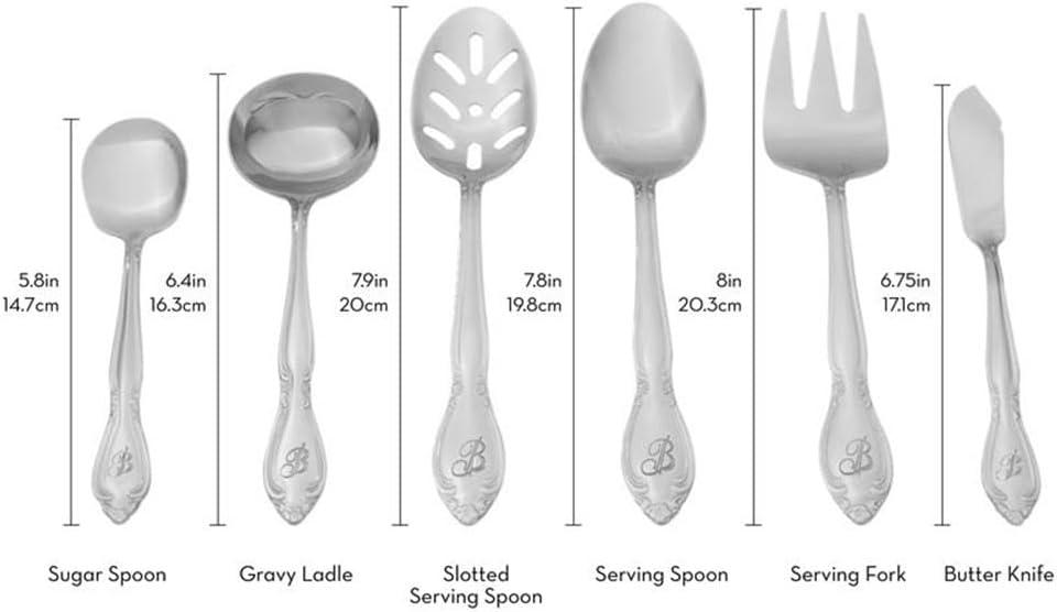 RiverRidge Home RiverRidge Rose Flatware 46-Piece Monogrammed Stainless Steel Silverware Set for 8
