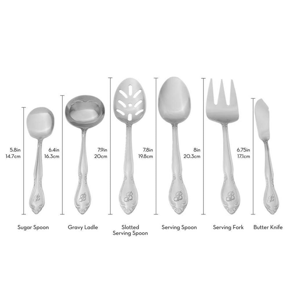 RiverRidge Home RiverRidge Rose Flatware 46-Piece Monogrammed Stainless Steel Silverware Set for 8