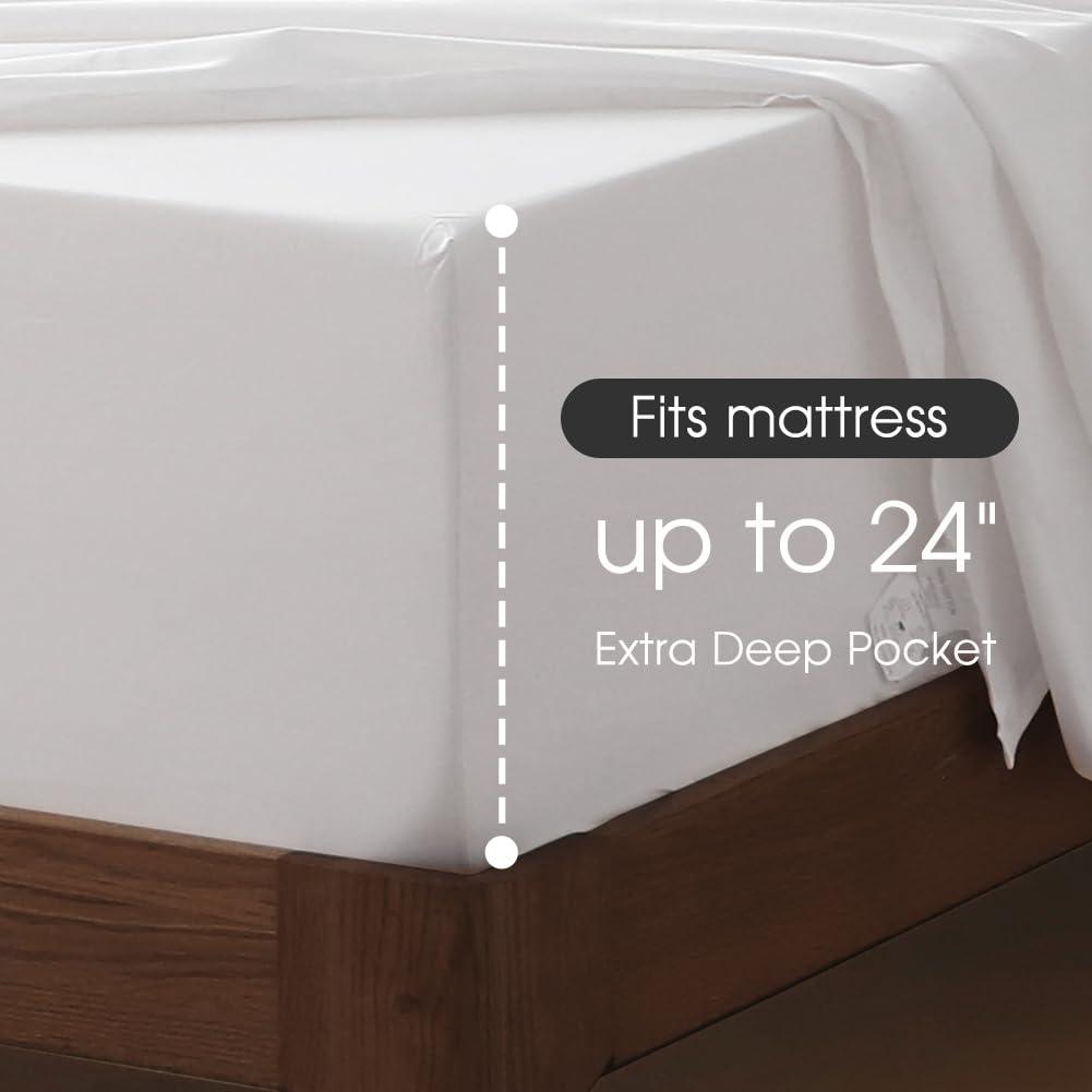 HYPREST 100% Cotton Sheets Extra Deep Pocket, Hotel Luxury Soft Cooling Cotton Sheet Sets