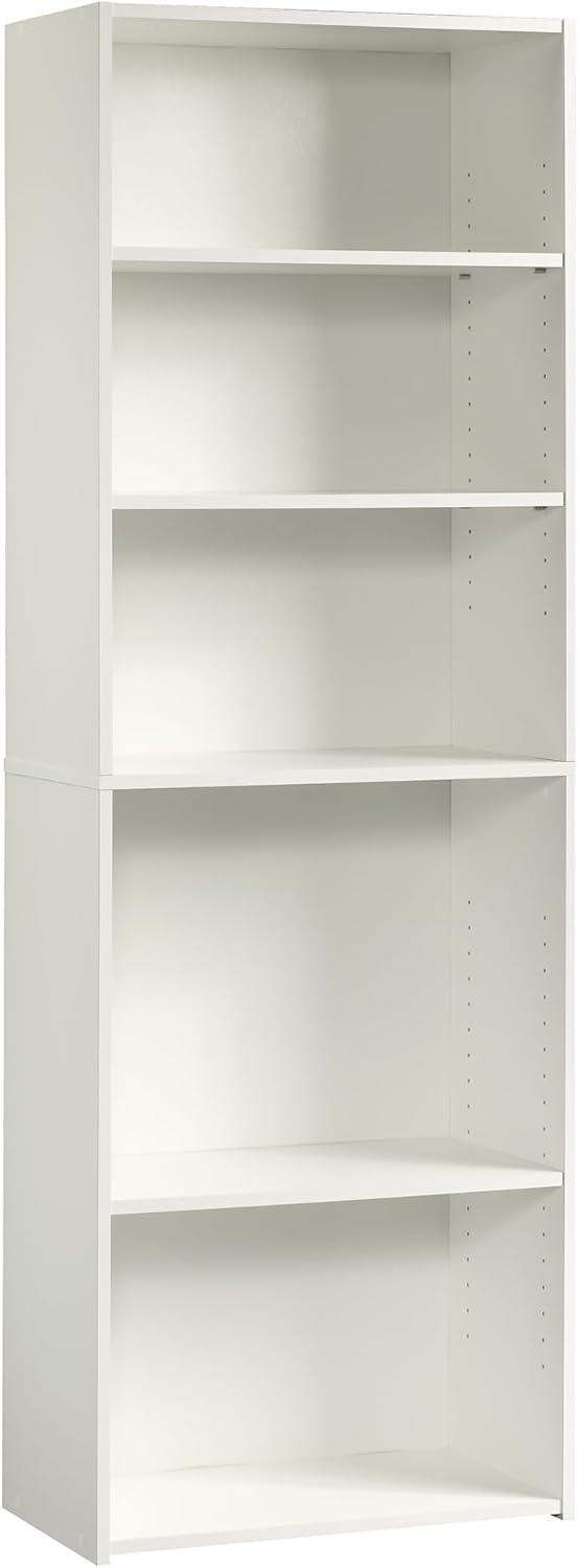 Soft White Adjustable 5-Shelf Wood Bookcase