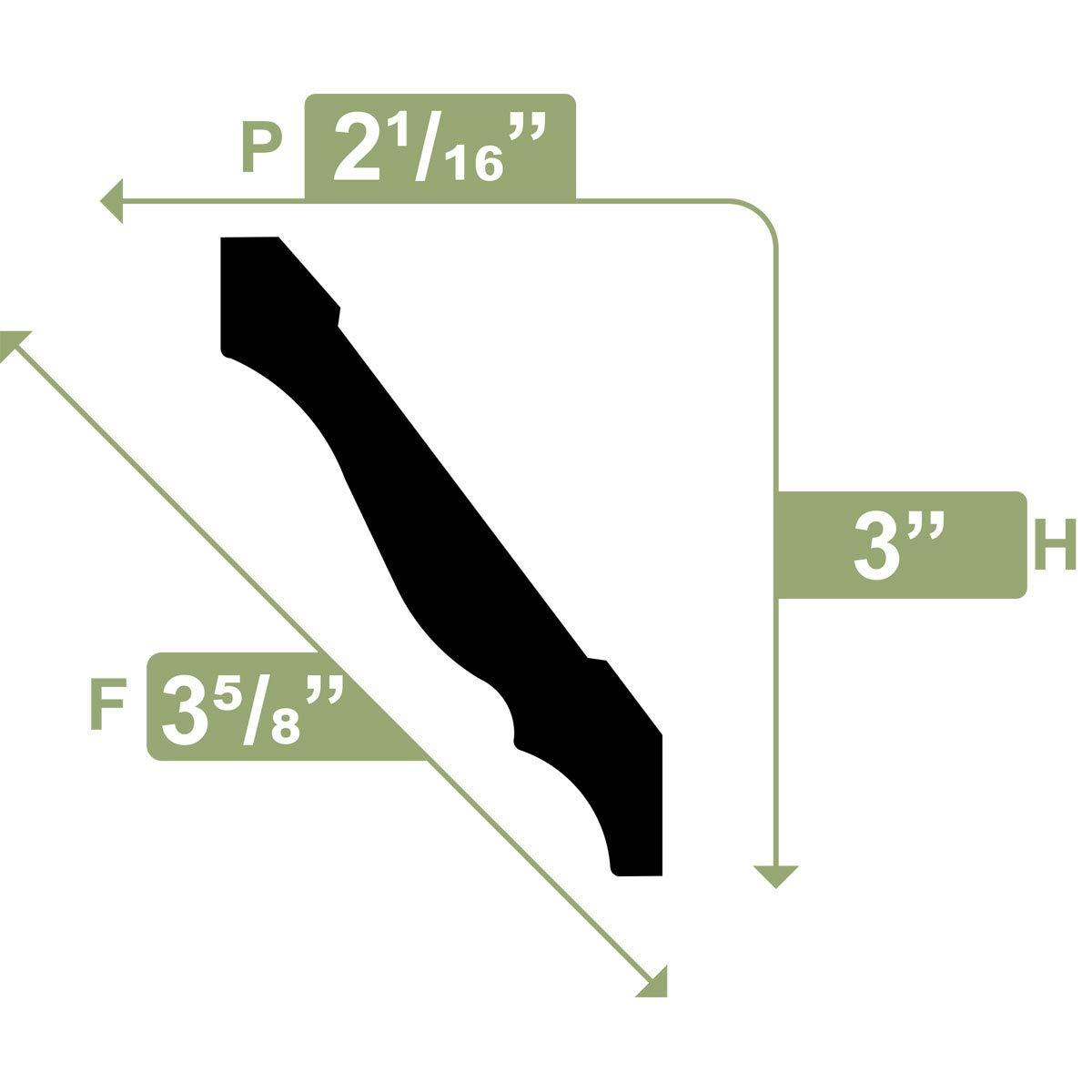 3'' H x 96'' W x 2.125'' D Plastic Crown