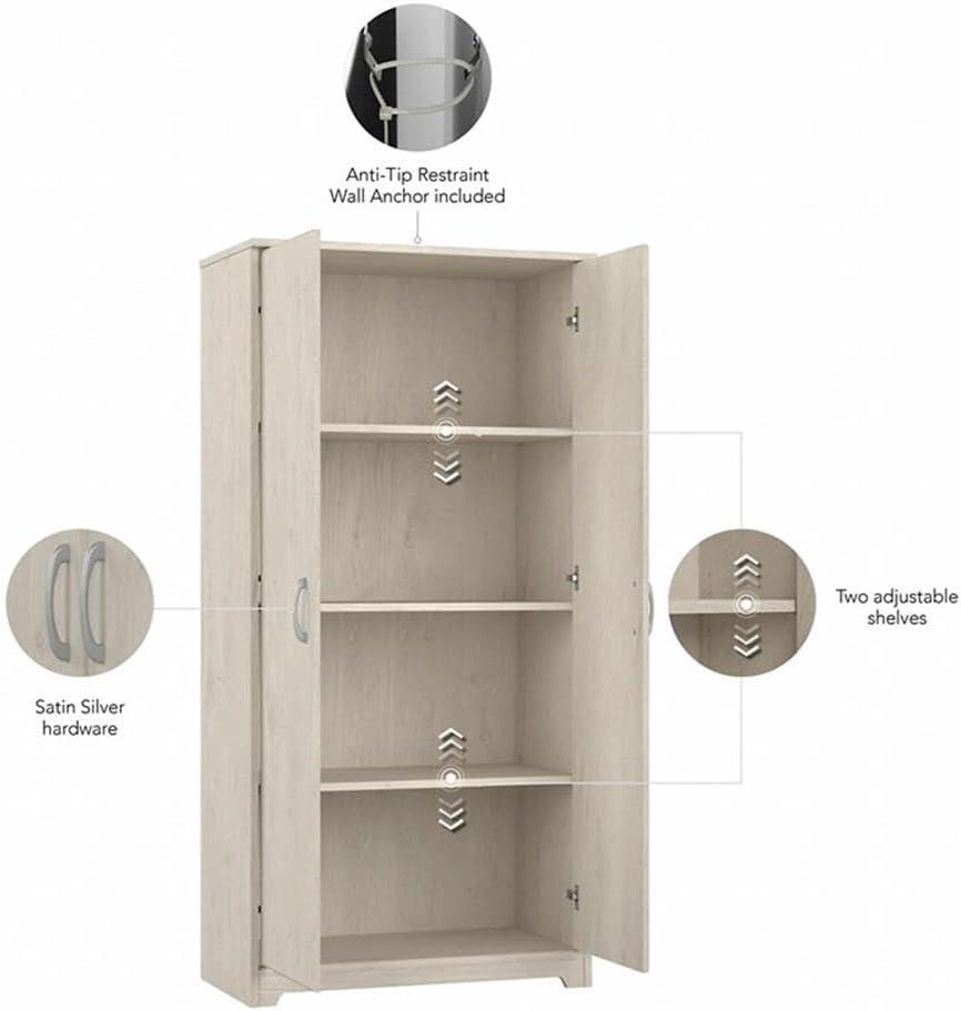 Linen White Oak Tall Bathroom Storage Cabinet with Adjustable Shelves