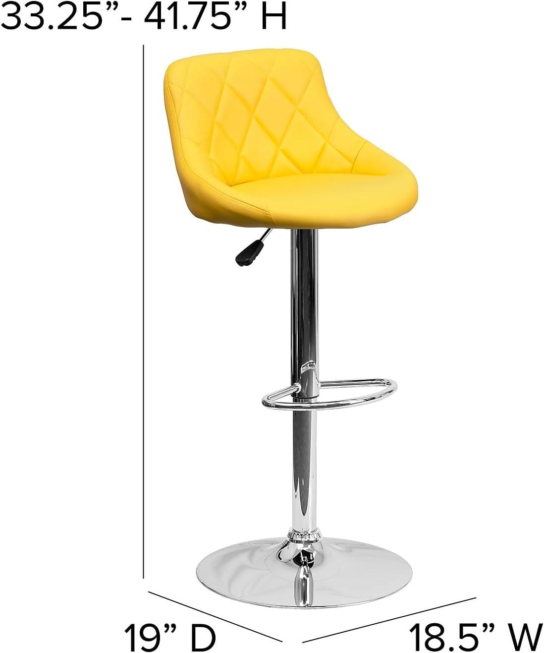 Flash Furniture Contemporary Vinyl Bucket Seat Adjustable Height Barstool with Diamond Pattern Back and Chrome Base