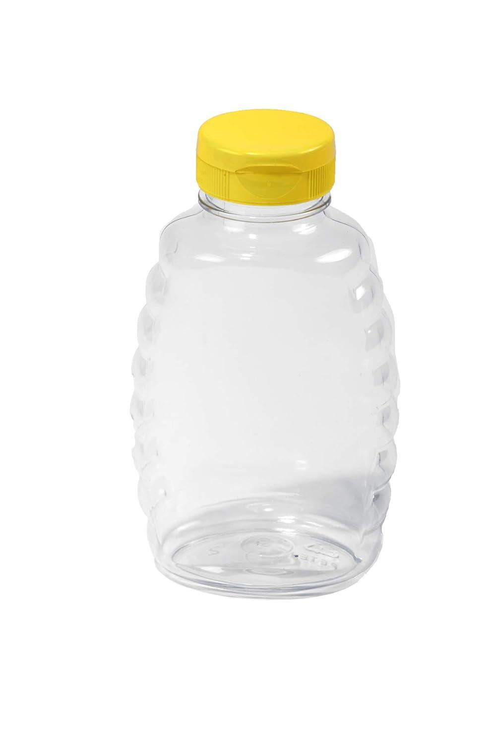 Miller Manufacturing Company Plastic Skep-Style Jar Honey Squeeze Bottle with Flip-top Lid - 16 oz- 12 Pack