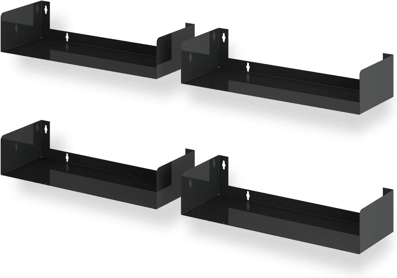 Bali 17" Black Steel Floating Wall Shelves Set of 4